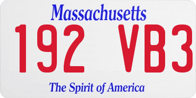 MA license plate 192VB3