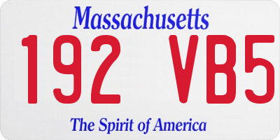 MA license plate 192VB5