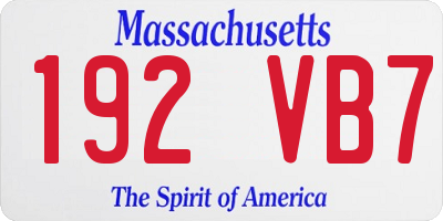 MA license plate 192VB7