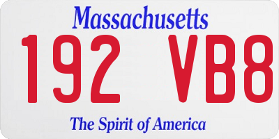 MA license plate 192VB8