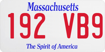 MA license plate 192VB9
