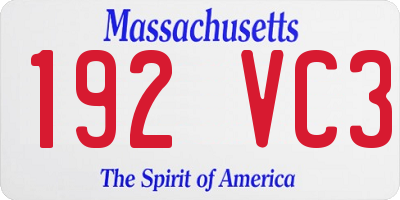 MA license plate 192VC3