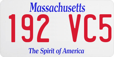 MA license plate 192VC5