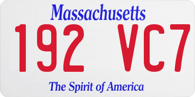 MA license plate 192VC7