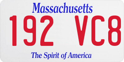 MA license plate 192VC8