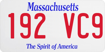 MA license plate 192VC9