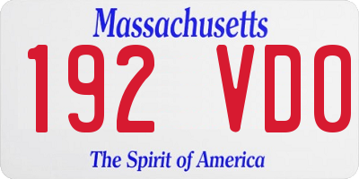 MA license plate 192VD0