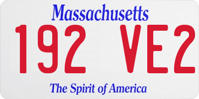 MA license plate 192VE2