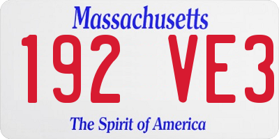 MA license plate 192VE3