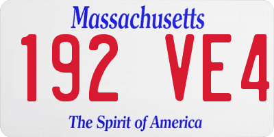 MA license plate 192VE4