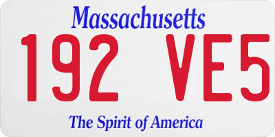 MA license plate 192VE5