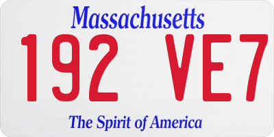 MA license plate 192VE7