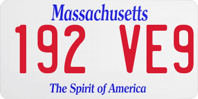 MA license plate 192VE9
