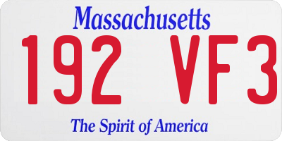 MA license plate 192VF3