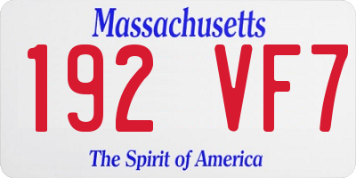 MA license plate 192VF7