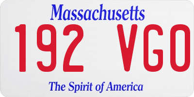 MA license plate 192VG0