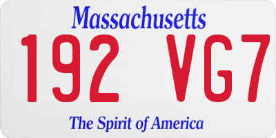 MA license plate 192VG7