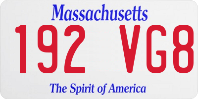 MA license plate 192VG8