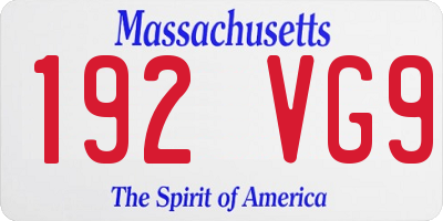 MA license plate 192VG9