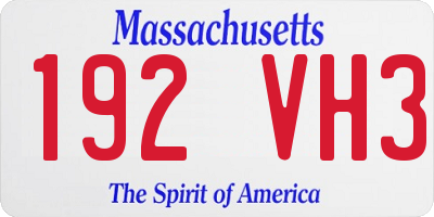 MA license plate 192VH3