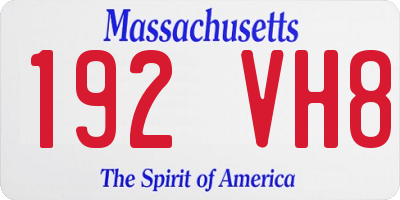 MA license plate 192VH8