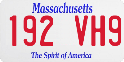 MA license plate 192VH9