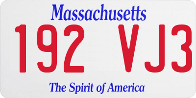 MA license plate 192VJ3