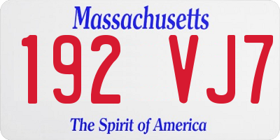 MA license plate 192VJ7