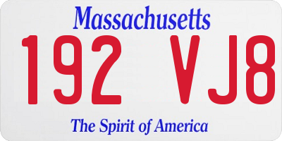 MA license plate 192VJ8