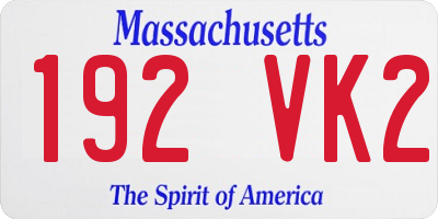 MA license plate 192VK2