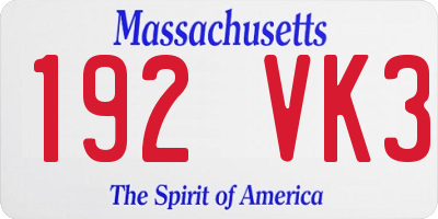 MA license plate 192VK3