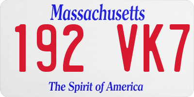MA license plate 192VK7