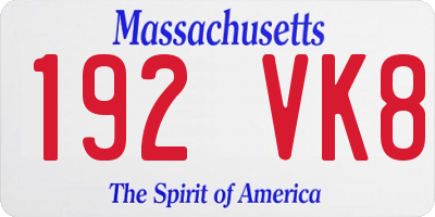 MA license plate 192VK8