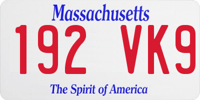 MA license plate 192VK9