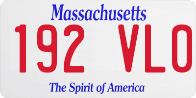 MA license plate 192VL0