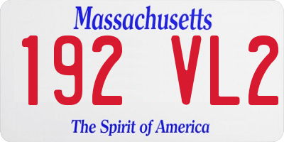 MA license plate 192VL2