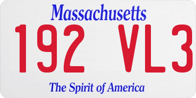 MA license plate 192VL3