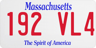 MA license plate 192VL4