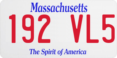 MA license plate 192VL5