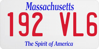 MA license plate 192VL6
