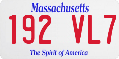 MA license plate 192VL7