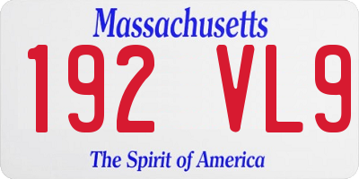 MA license plate 192VL9