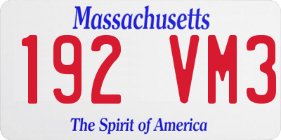 MA license plate 192VM3