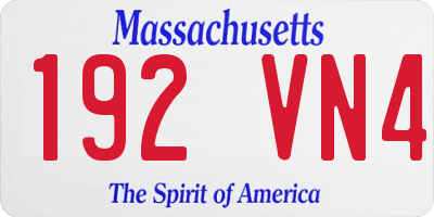MA license plate 192VN4