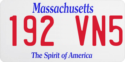 MA license plate 192VN5