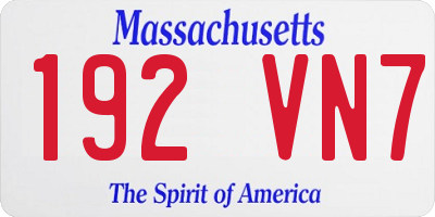MA license plate 192VN7