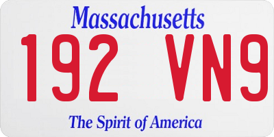 MA license plate 192VN9
