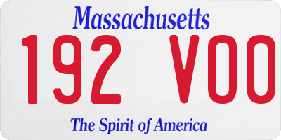 MA license plate 192VO0