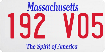 MA license plate 192VO5