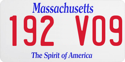 MA license plate 192VO9